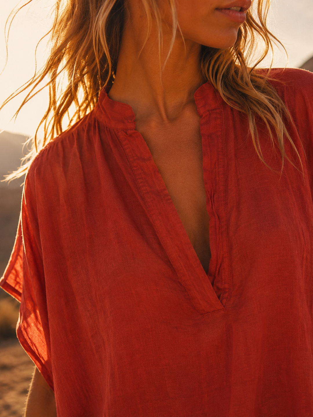 Mattina V - Neck Top Terracotta