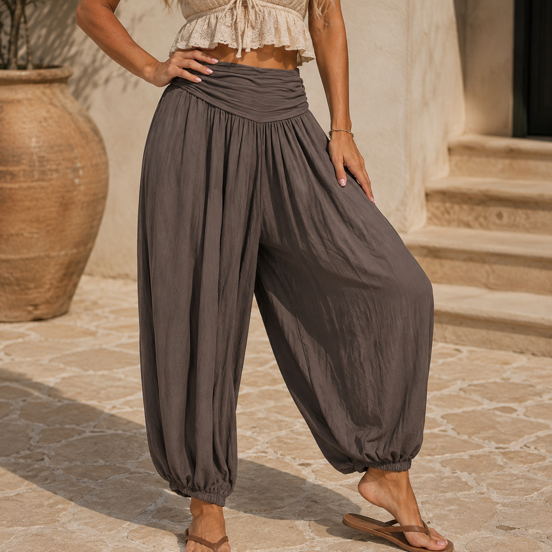 Plain Harem Trousers Chocolate