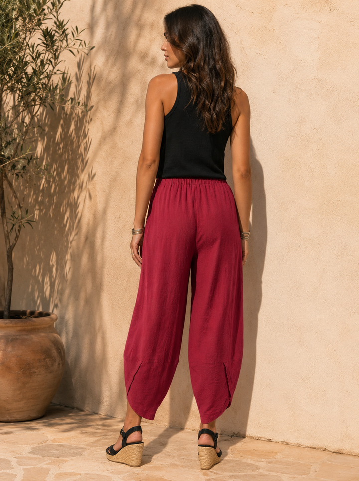 Tahlia Barrel Leg Trousers Burgundy