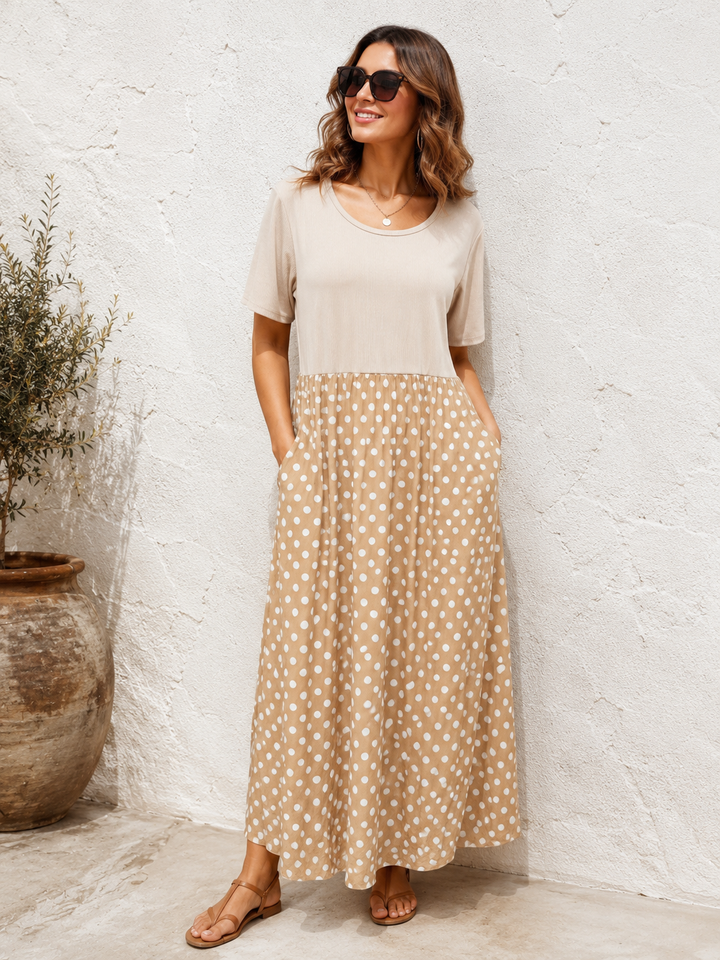 Peyton Polka Dot Dress Latte