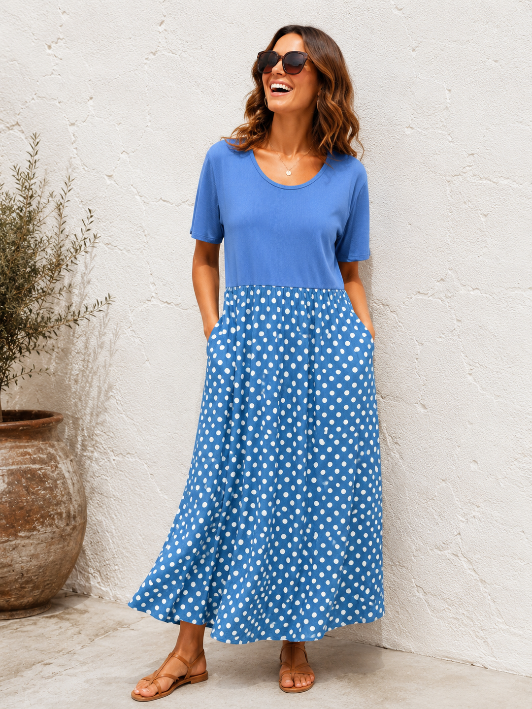 Peyton Polka Dot Dress Blue