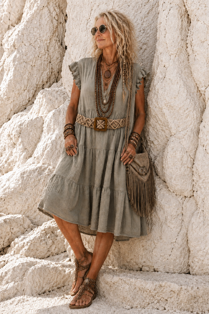 Havana Crinkle Dress Mocha