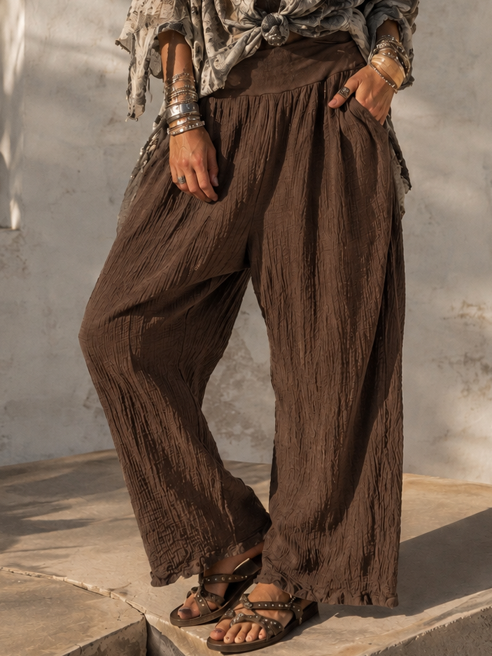 Alanna Crinkle Trousers Chocolate
