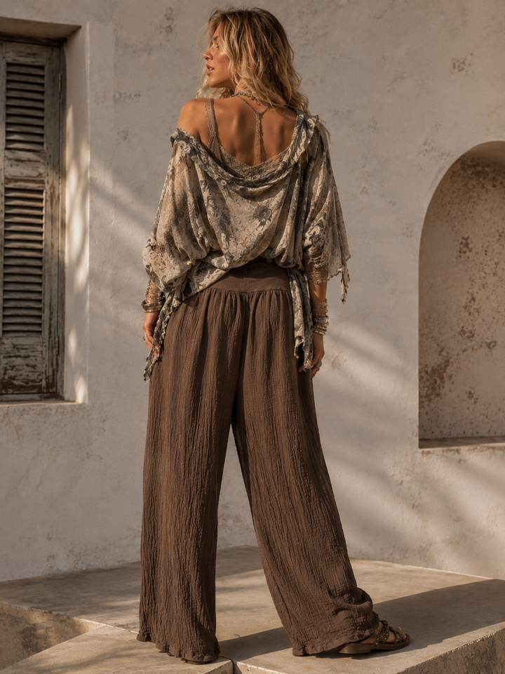 Alanna Crinkle Trousers Chocolate
