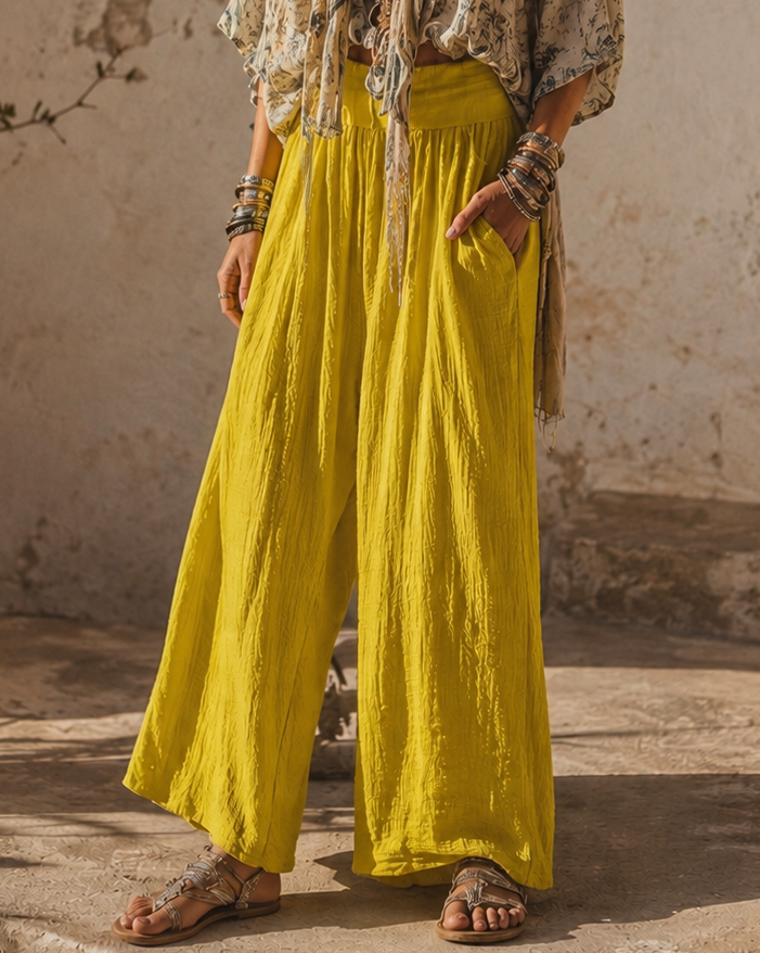 Alanna Crinkle Trousers Ochre