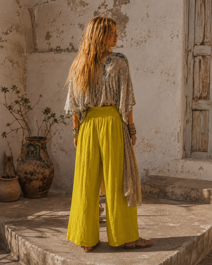 Alanna Crinkle Trousers Ochre