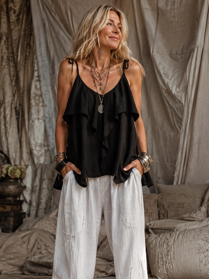 Alba Ruffle Top Black