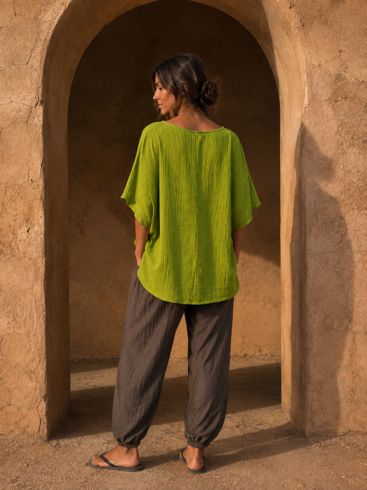 Alanna Crinkle Necklace Top Lime