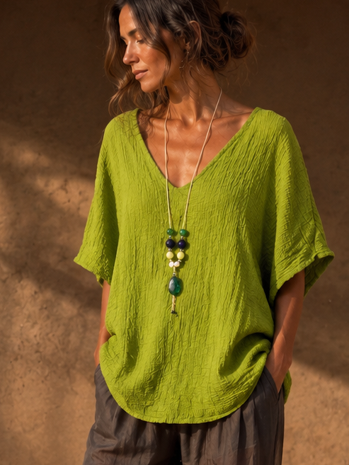 Alanna Crinkle Necklace Top Lime