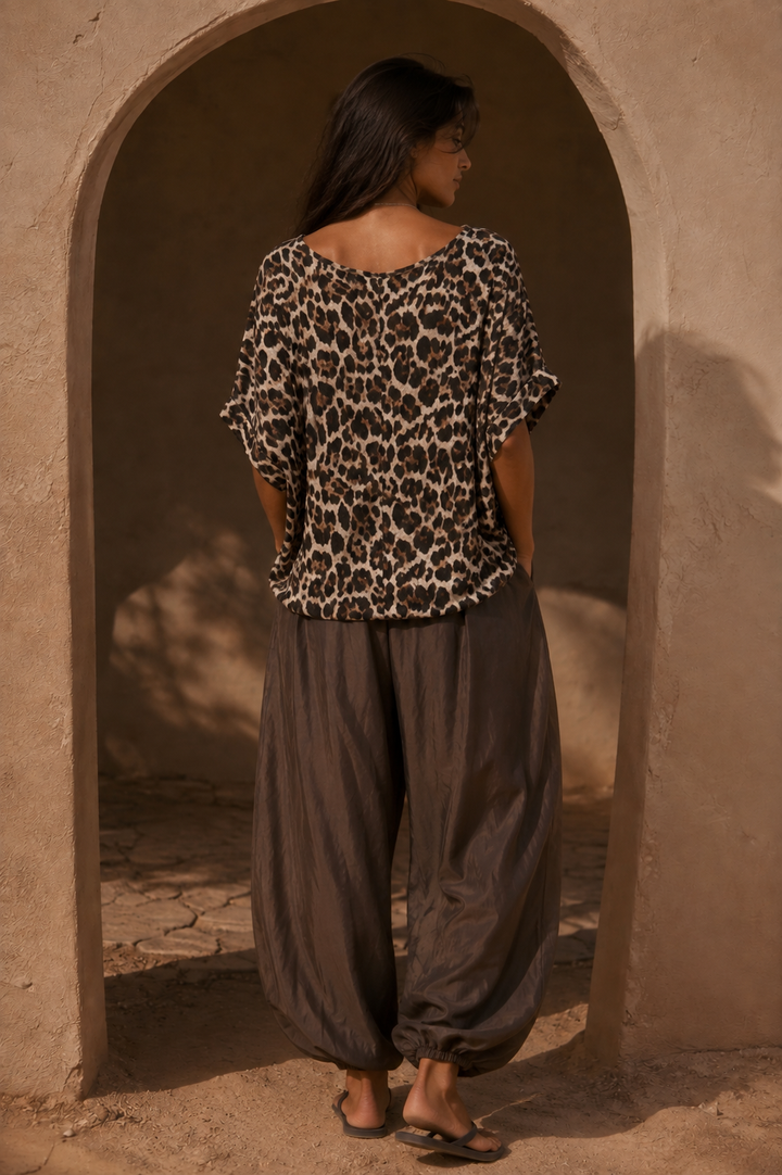Alanna Crinkle Necklace Top Leopard