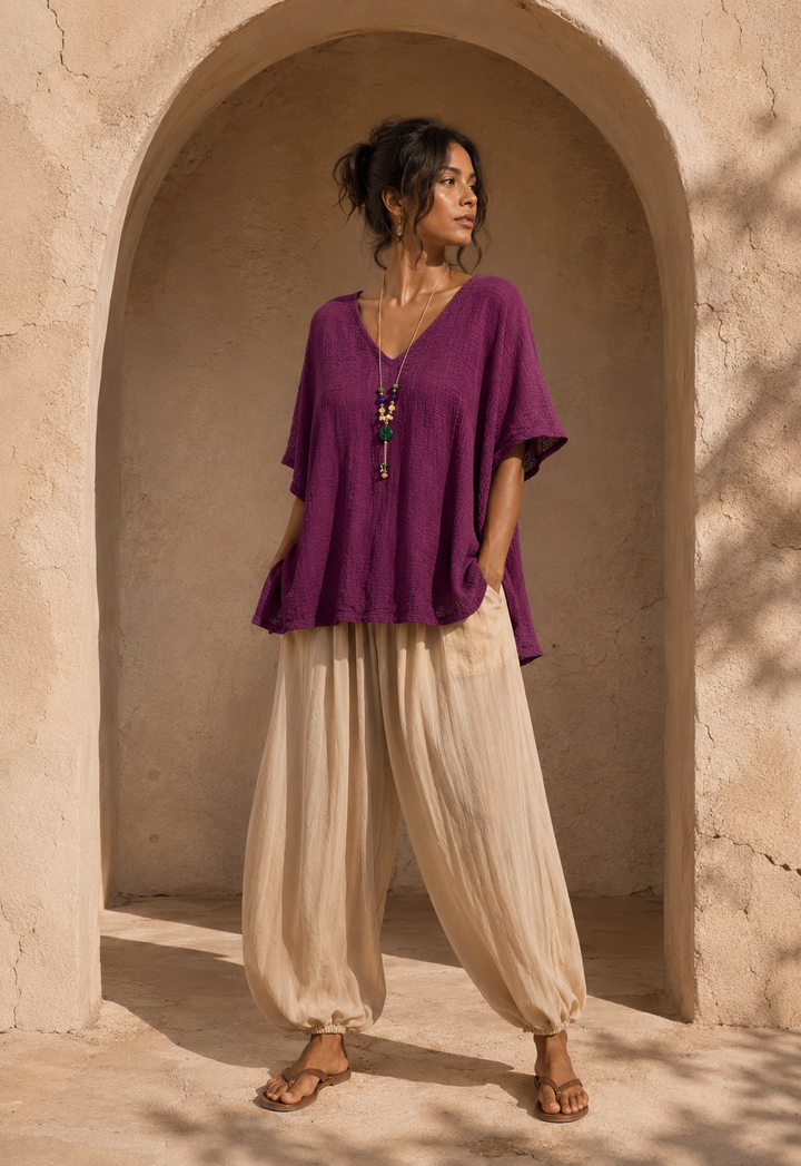 Alanna Crinkle Necklace Top Magenta