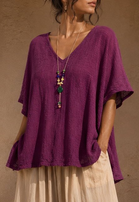 Alanna Crinkle Necklace Top Magenta