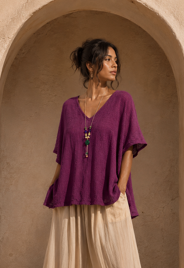 Alanna Crinkle Necklace Top Magenta