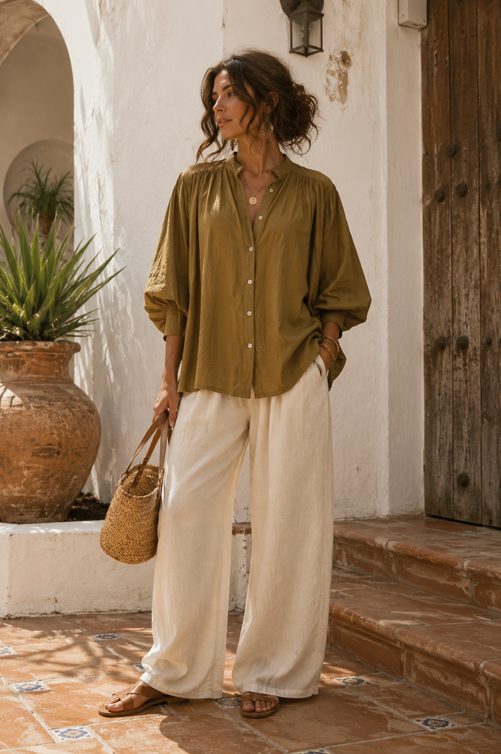 Linnea Balloon Sleeve Shirt Dark Mustard