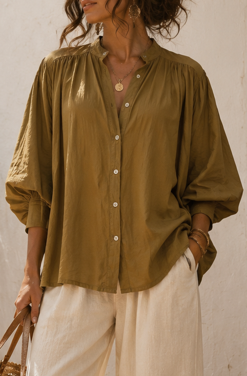 Linnea Balloon Sleeve Shirt Dark Mustard