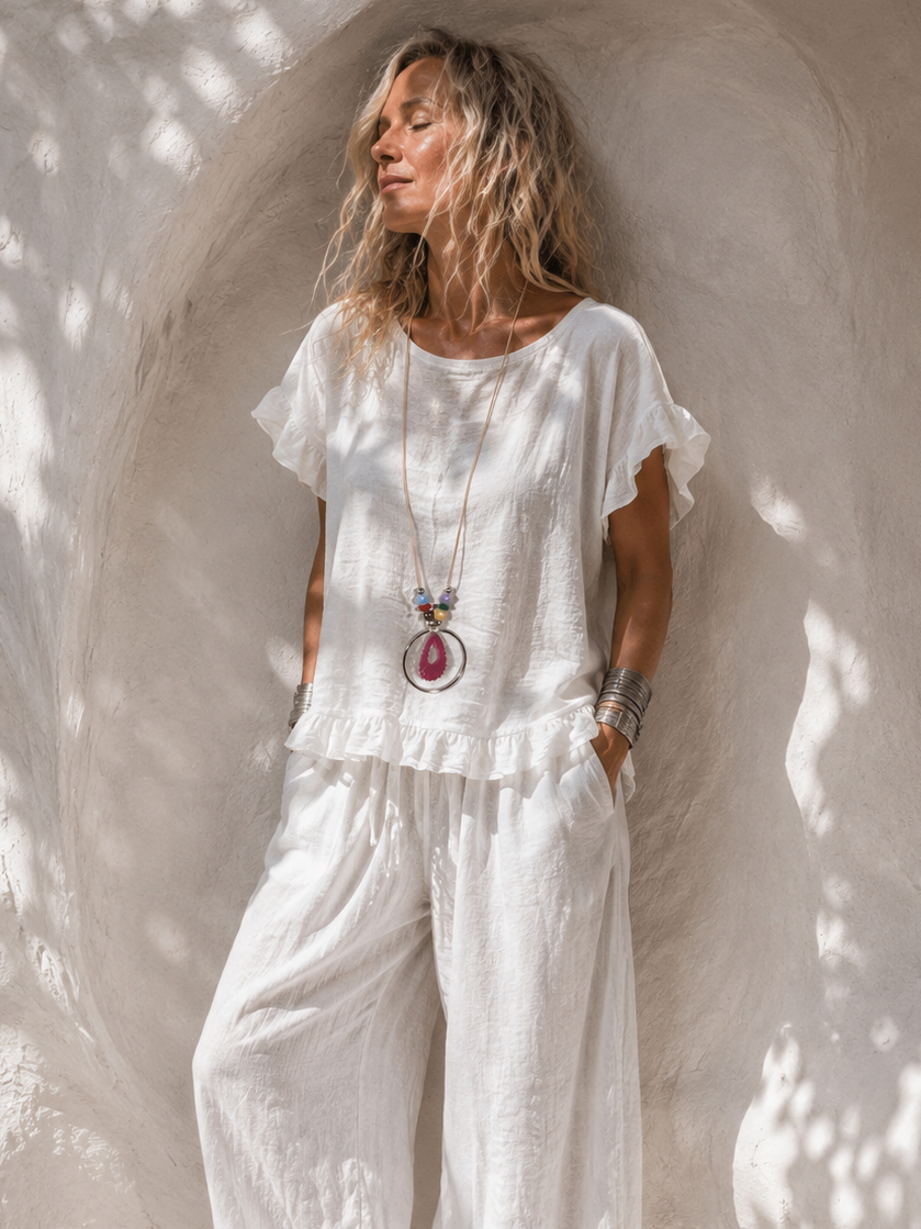 Ayla Frill Necklace Top White