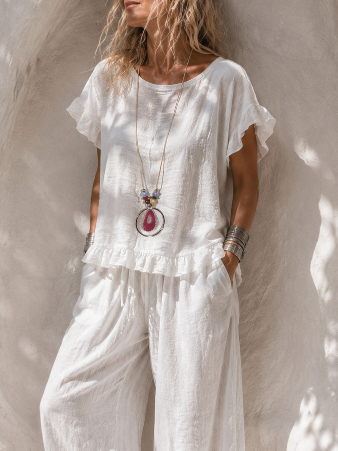 Ayla Frill Necklace Top White