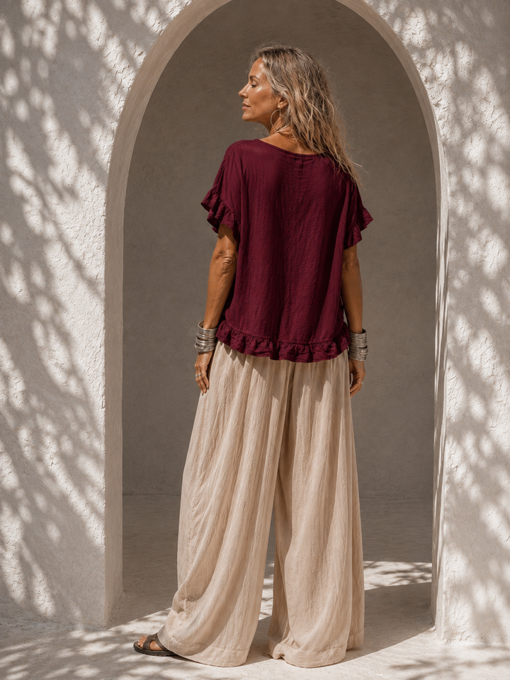 Ayla Frill Necklace Top Burgundy