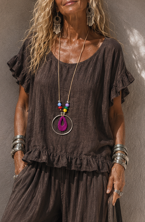 Ayla Frill Necklace Top Espresso