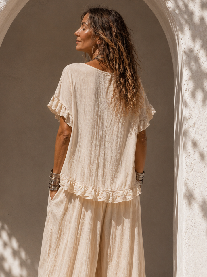 Ayla Frill Necklace Top Beige