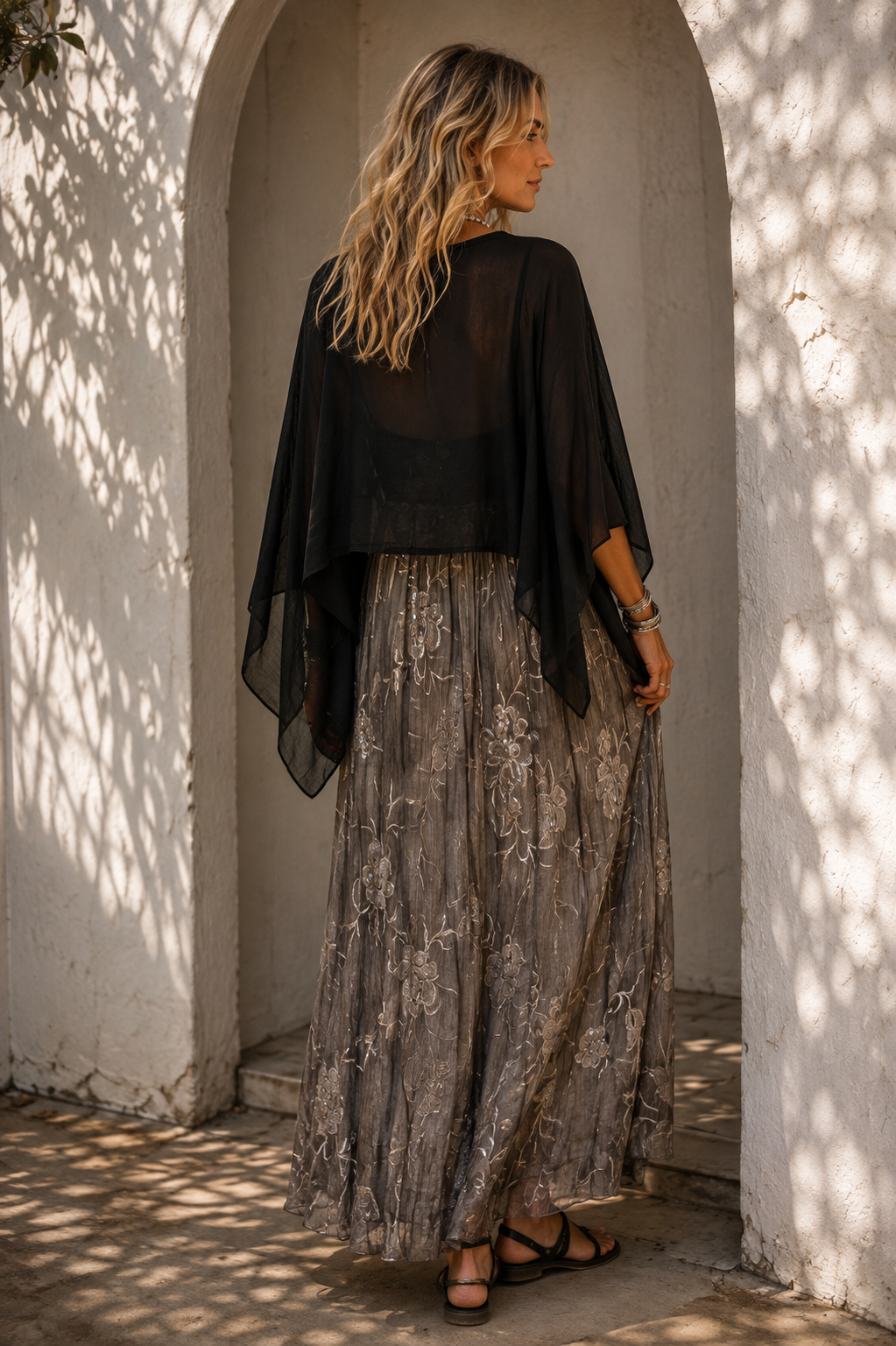 Georgette Sequin Skirt Dark Mocha