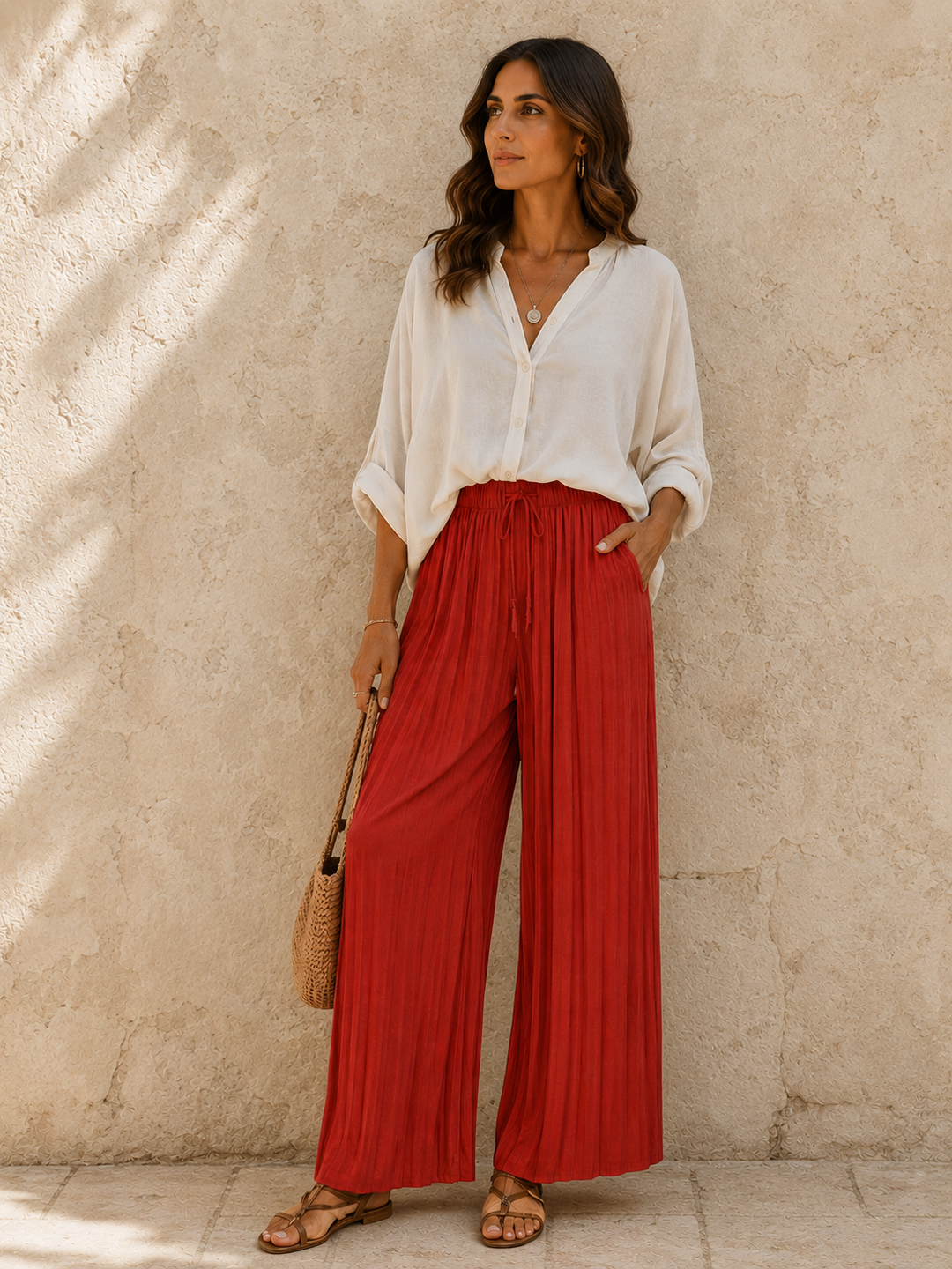 Polly Pleat Trousers Rust