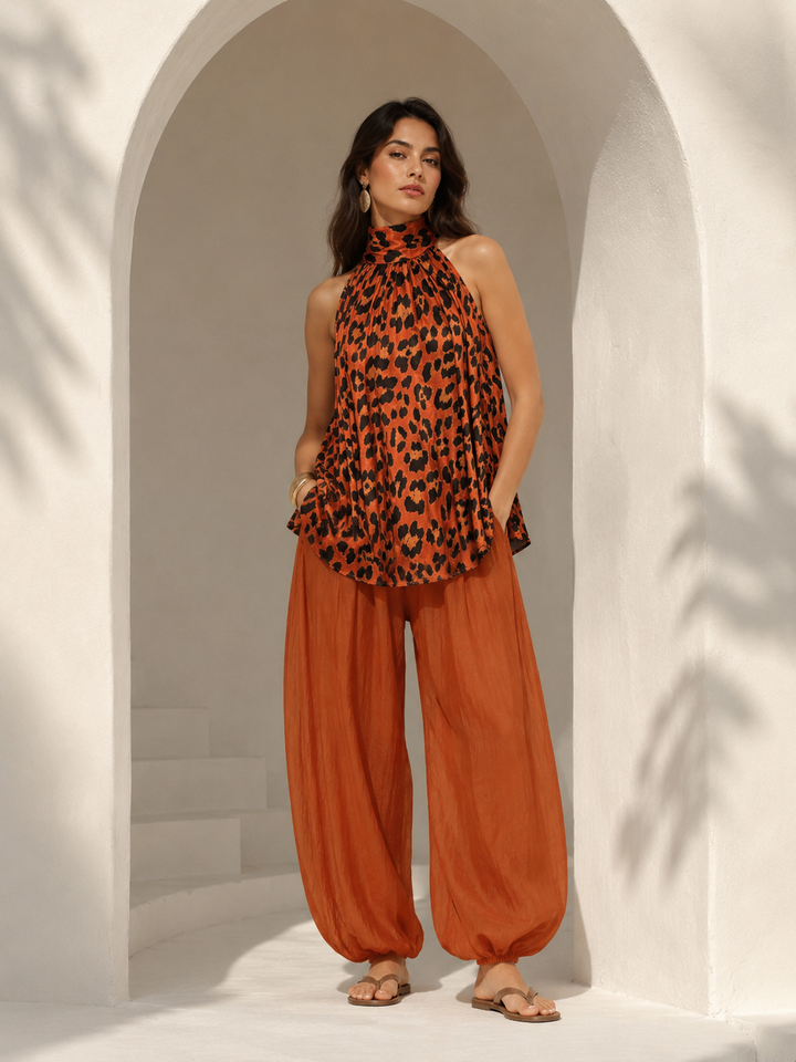 Marilla Silky Leopard Top Burnt Orange
