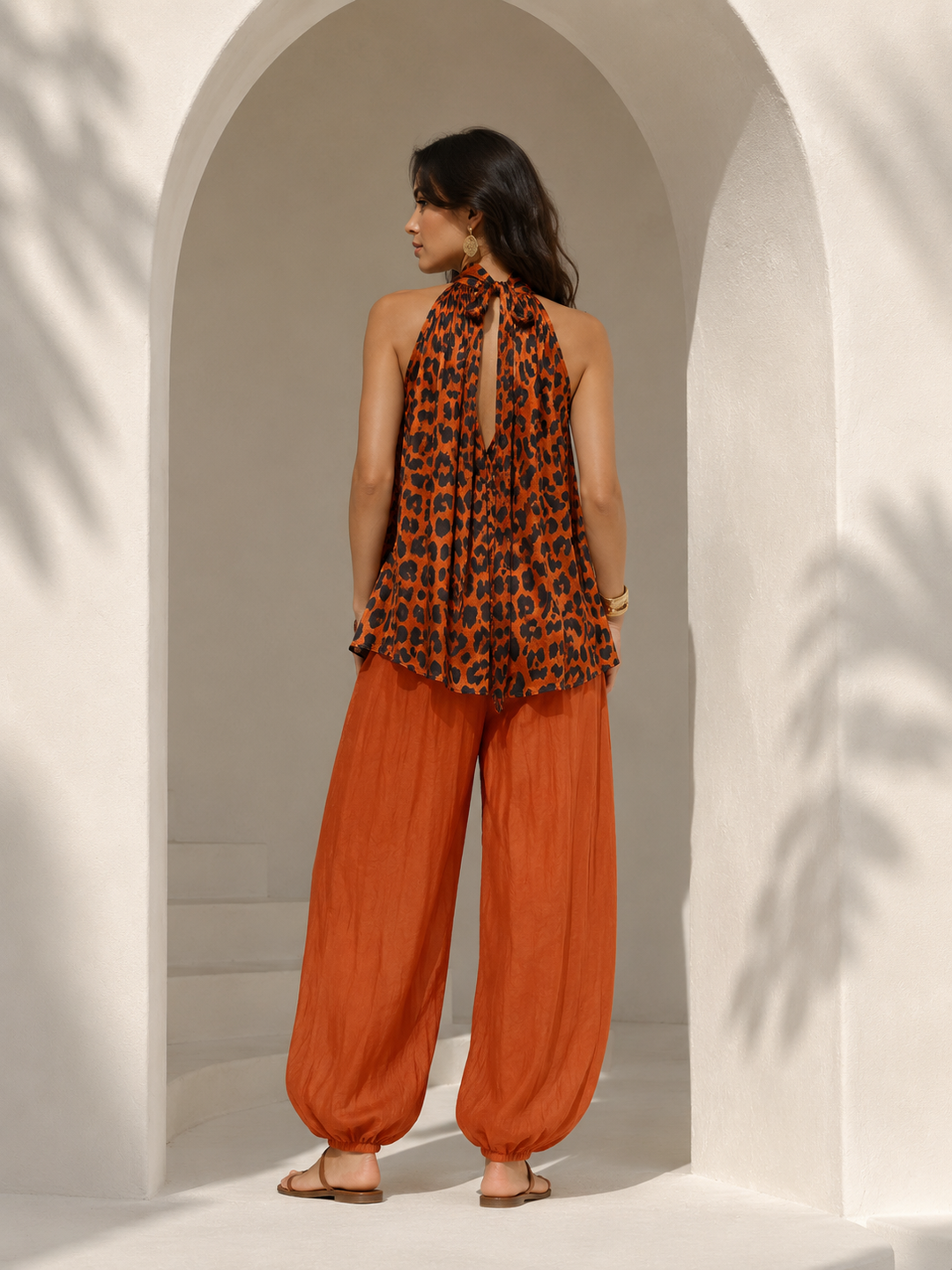 Marilla Silky Leopard Top Burnt Orange