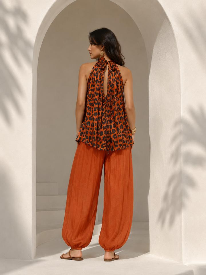 Marilla Silky Leopard Top Burnt Orange