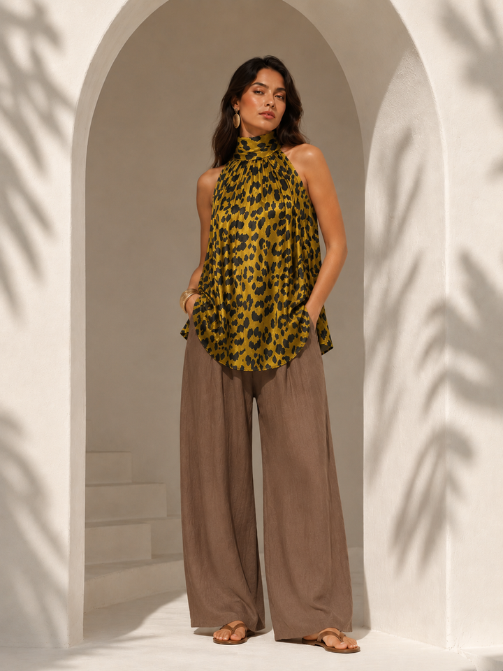 Marilla Silky Leopard Top Golden Mustard