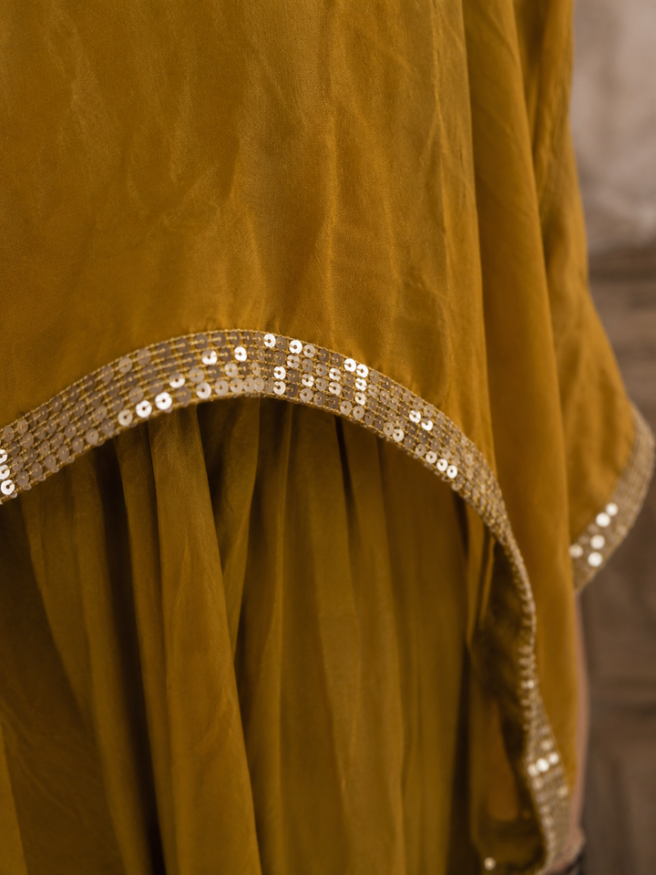 Amora Sequin Sheer Dress Mustard