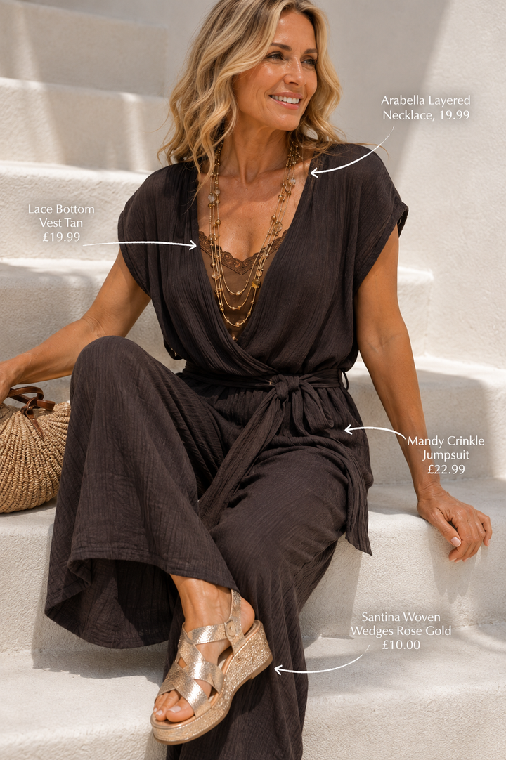 Mandy Crinkle Jumpsuit Chocolate