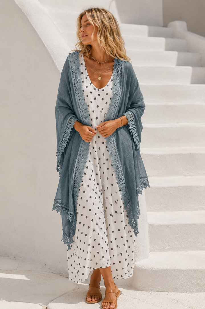 Crochet Edge Shawl Teal