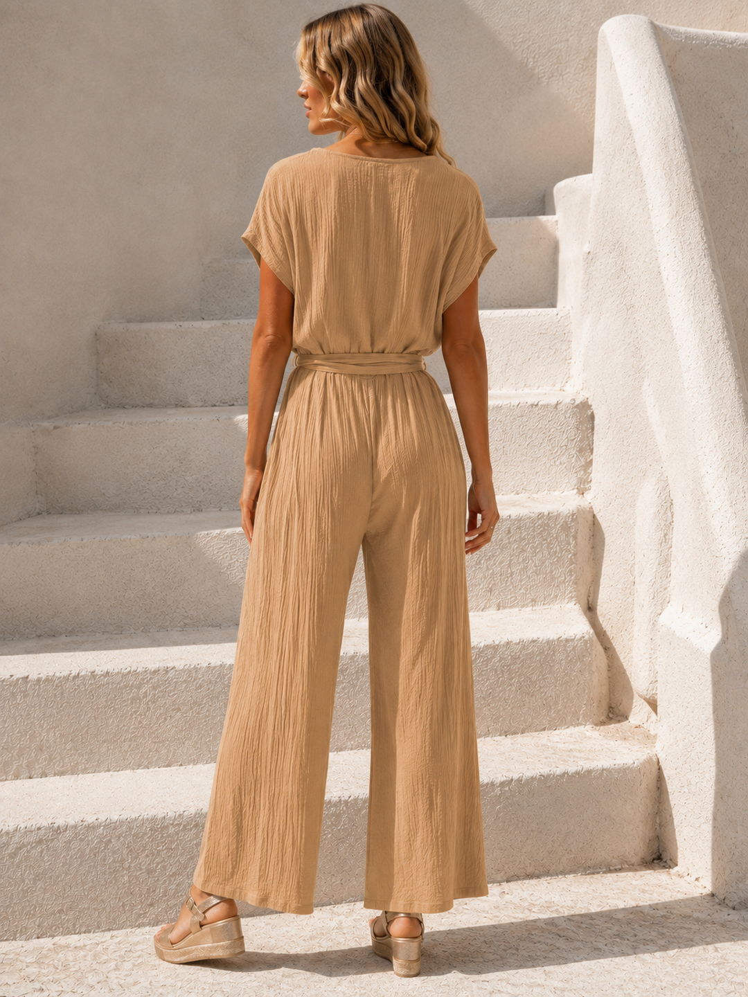 Mandy Crinkle Jumpsuit Toffee
