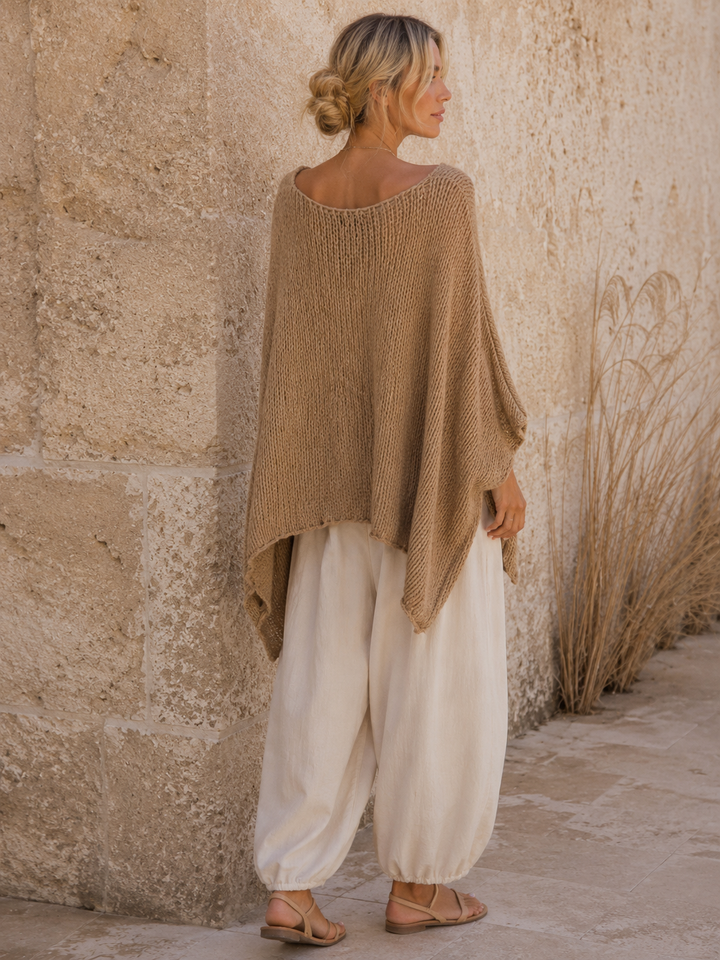 Knitted Poncho Top Coffee