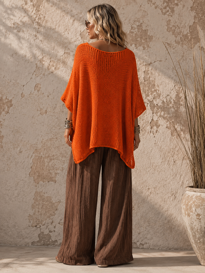 Knitted Poncho Top Orange