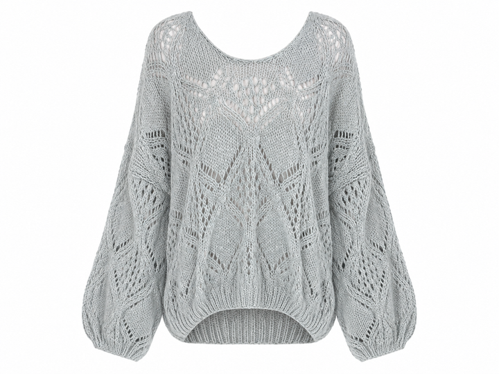 Cloud Diamond Knit Jumper Grey