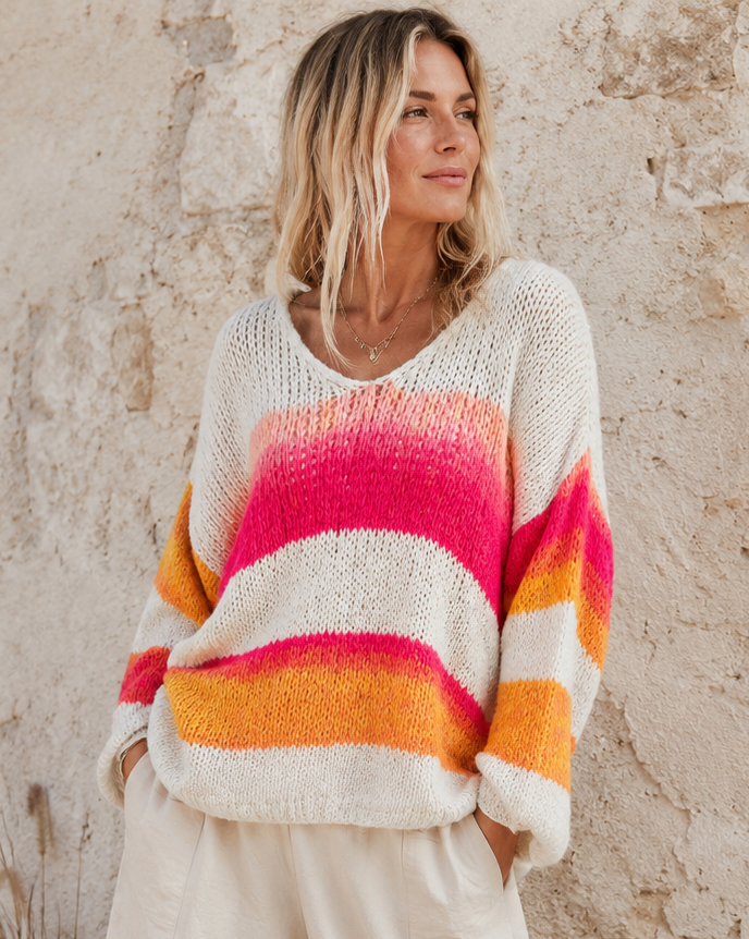 Ombré Striped Oversize Jumper Fuchia