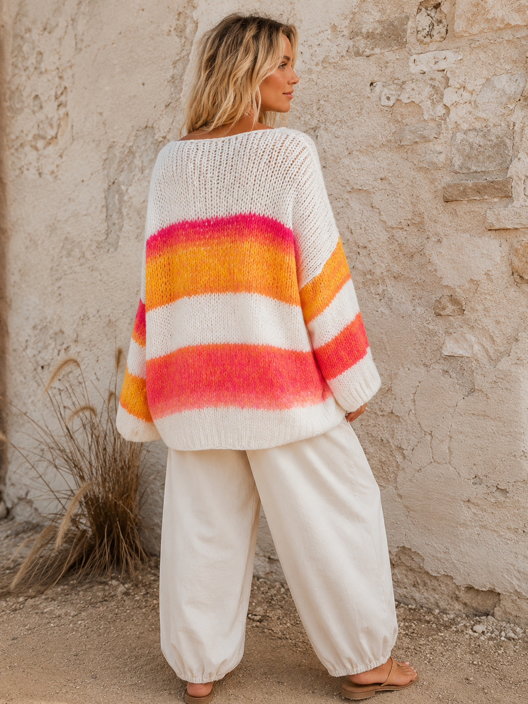 Ombré Striped Oversize Jumper Fuchia