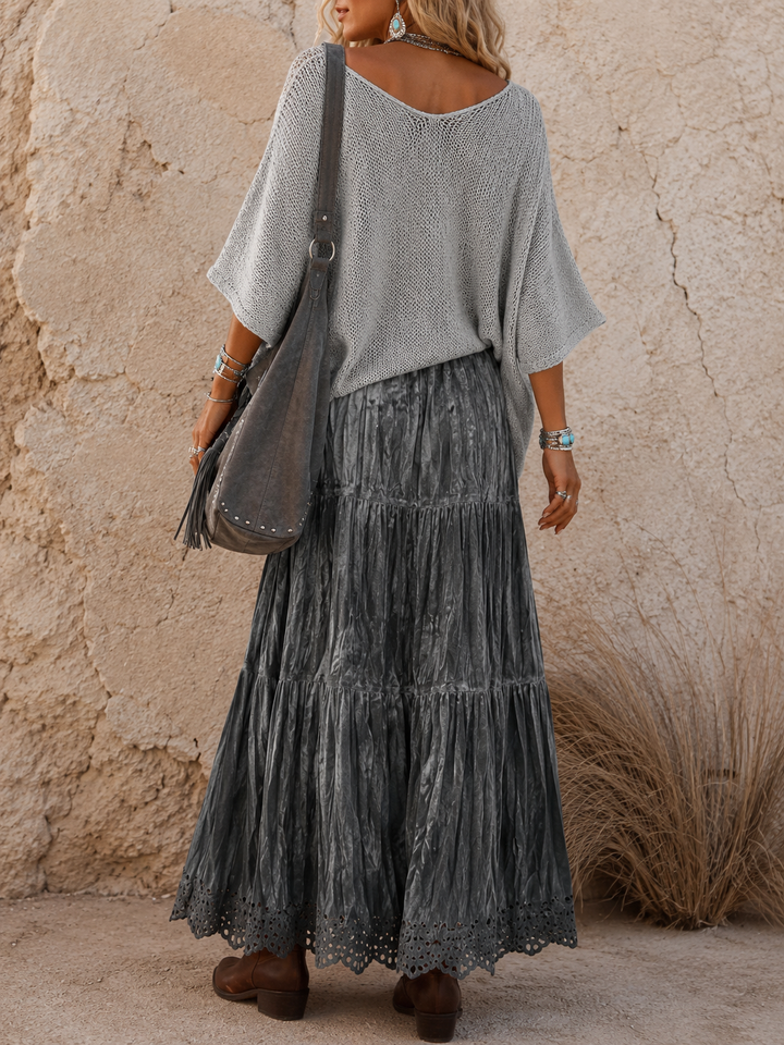 Zola Boho Velvet Skirt Pewter