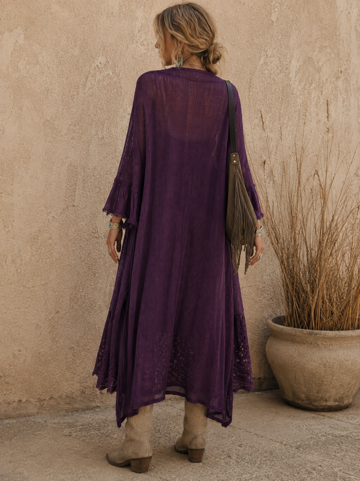 Mesh Waterfall Cardigan Damson