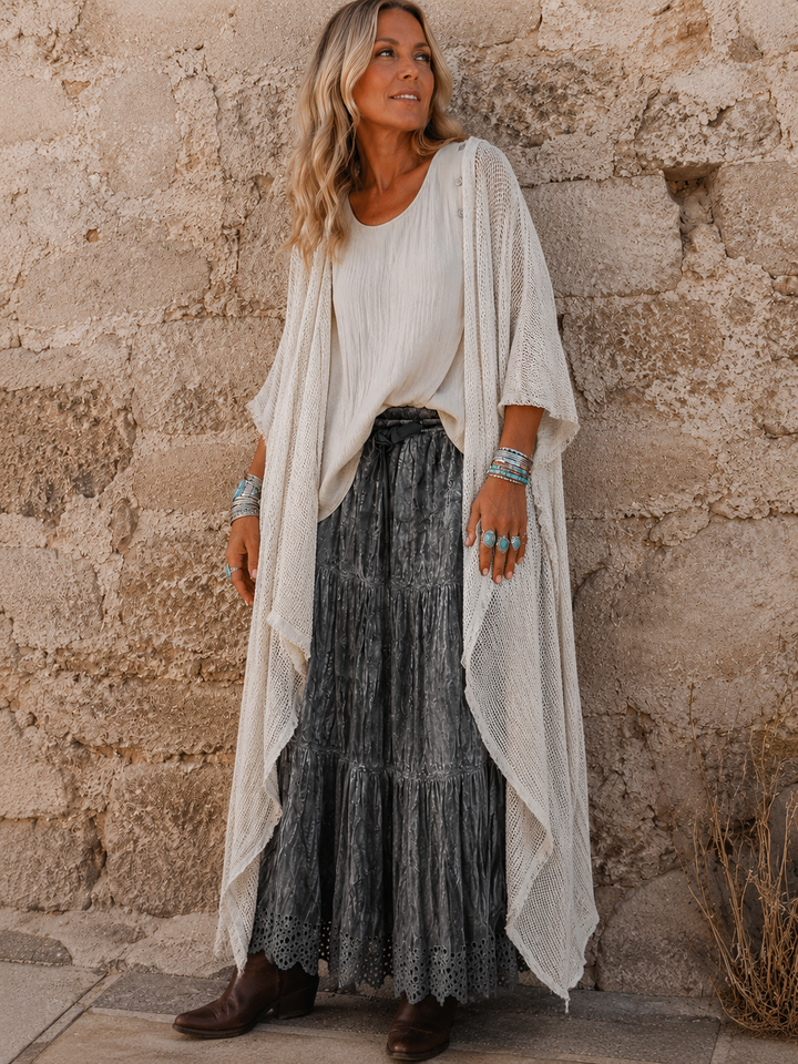 Mesh Waterfall Cardigan Natural