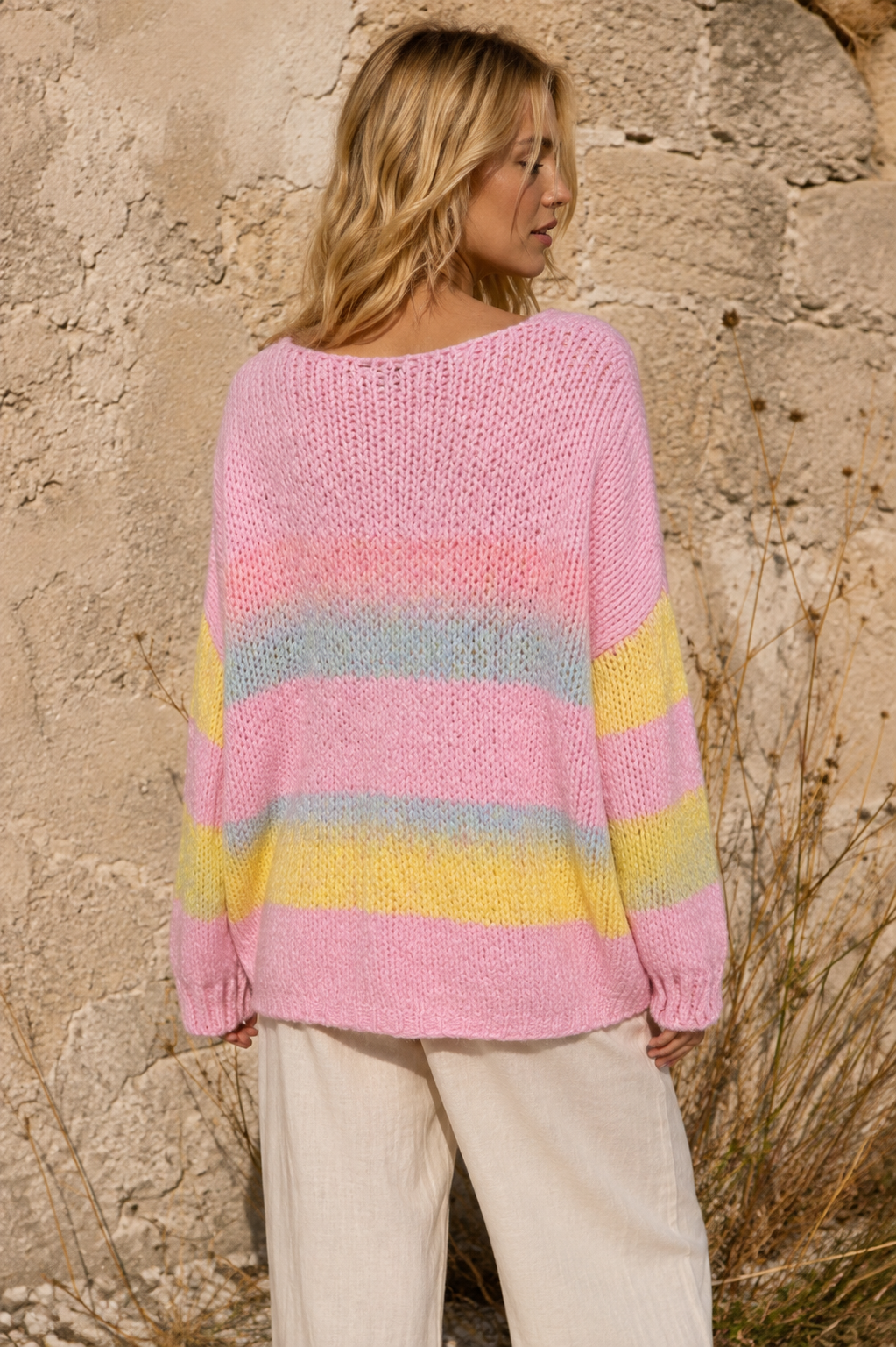 Ombré Striped Oversize Jumper Pink