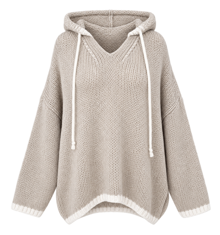 Chunky Contrast Trim Hooded Jumper