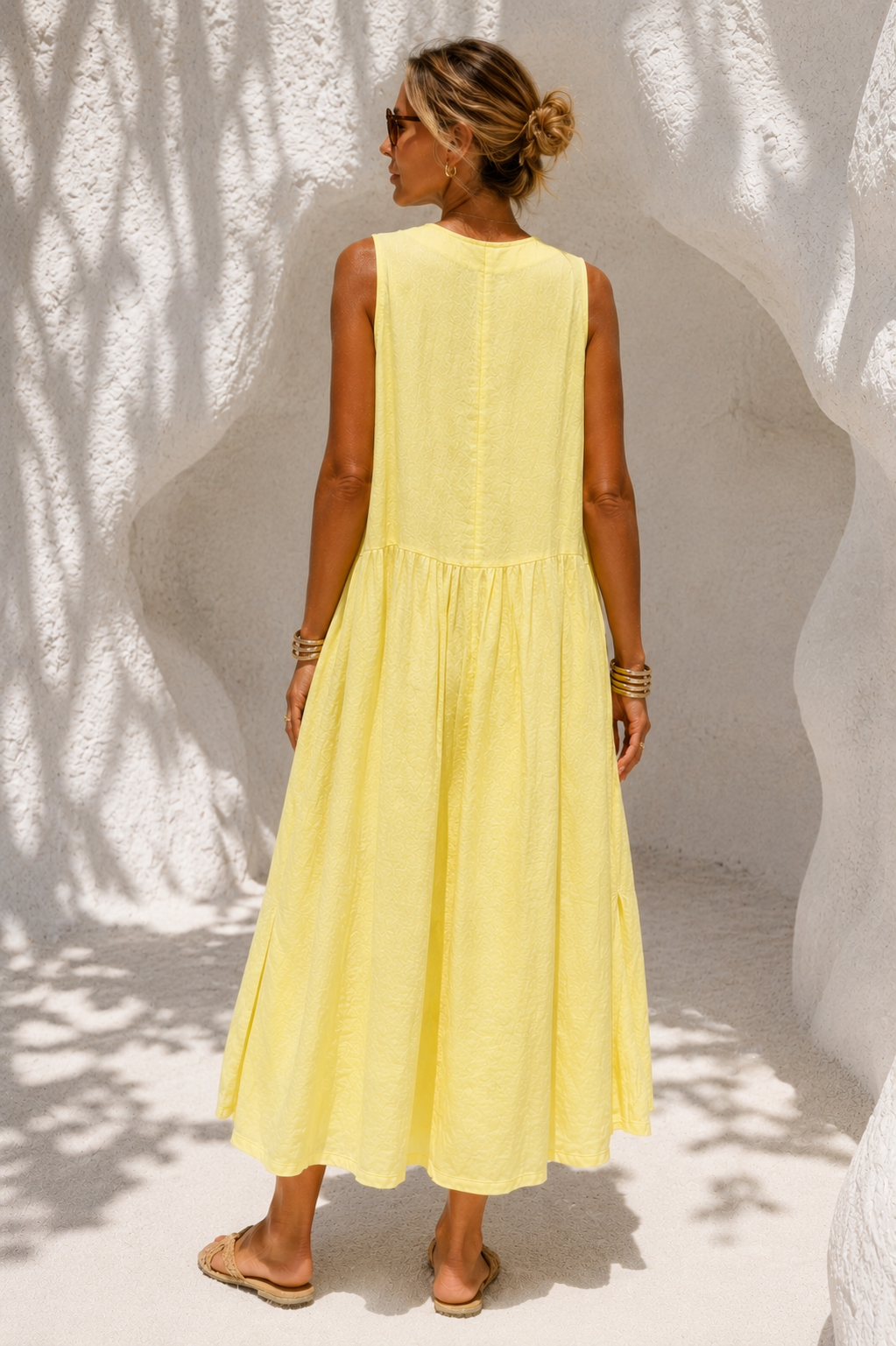 Nisha Linen Button Dress Lemon