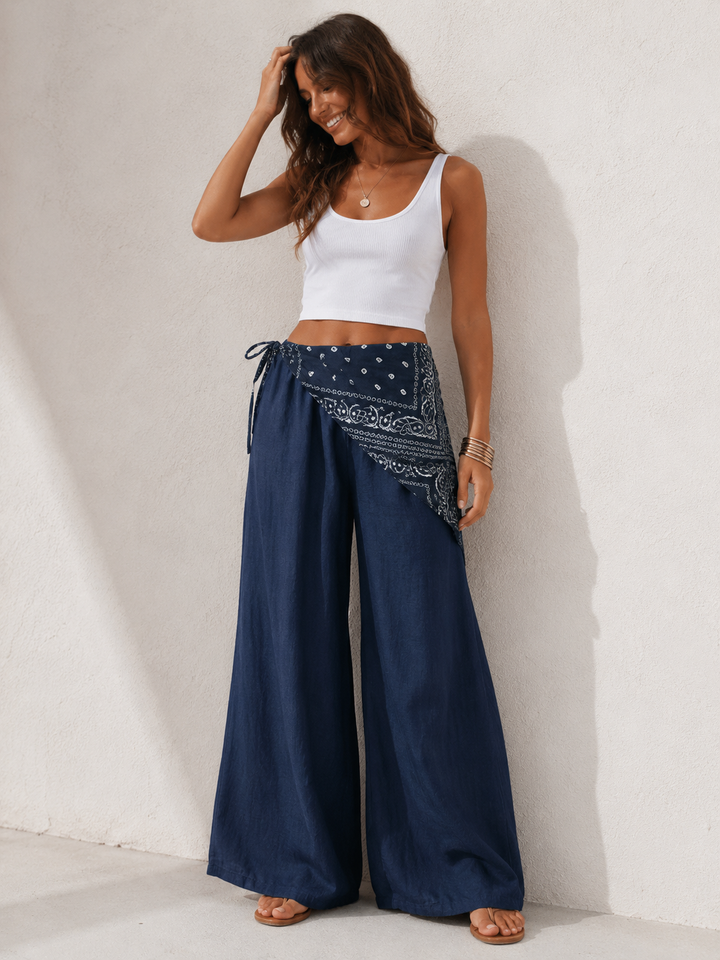 Bandana Wrap Trousers Navy