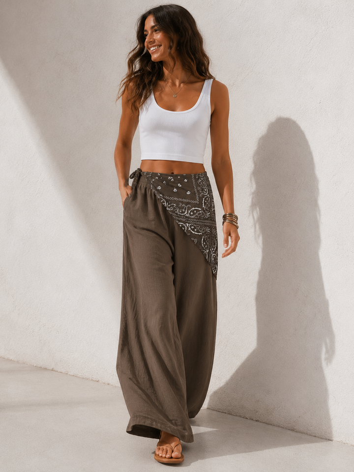 Bandana Wrap Trousers Chocolate