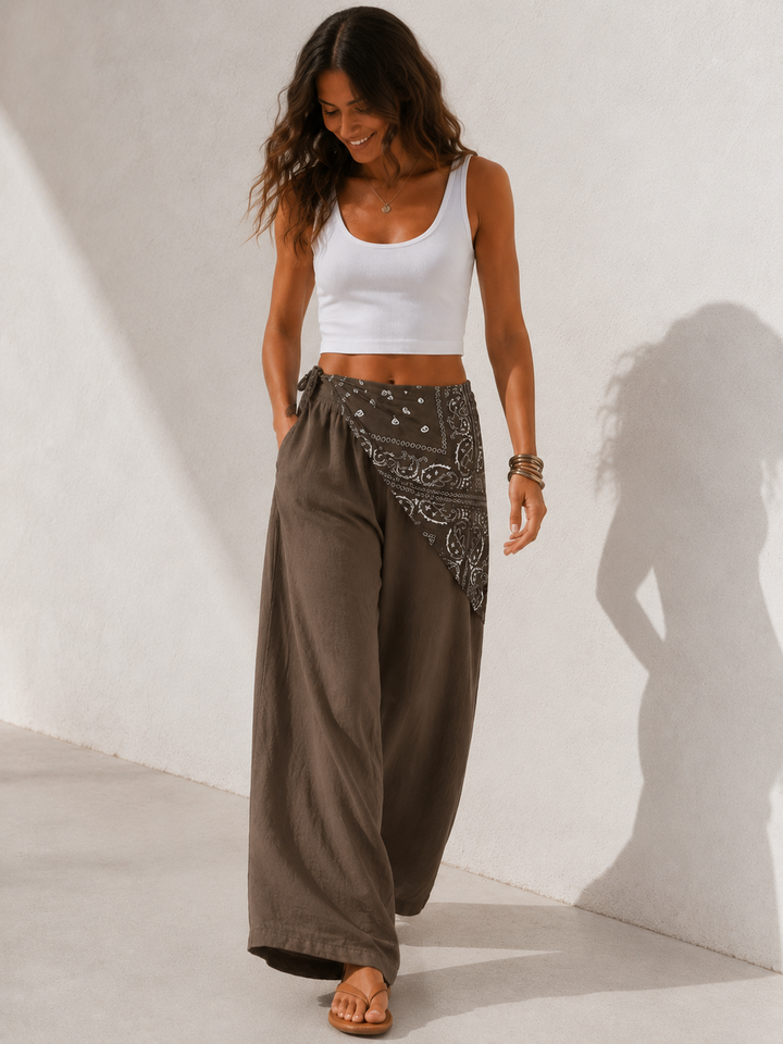 Bandana Wrap Trousers Chocolate
