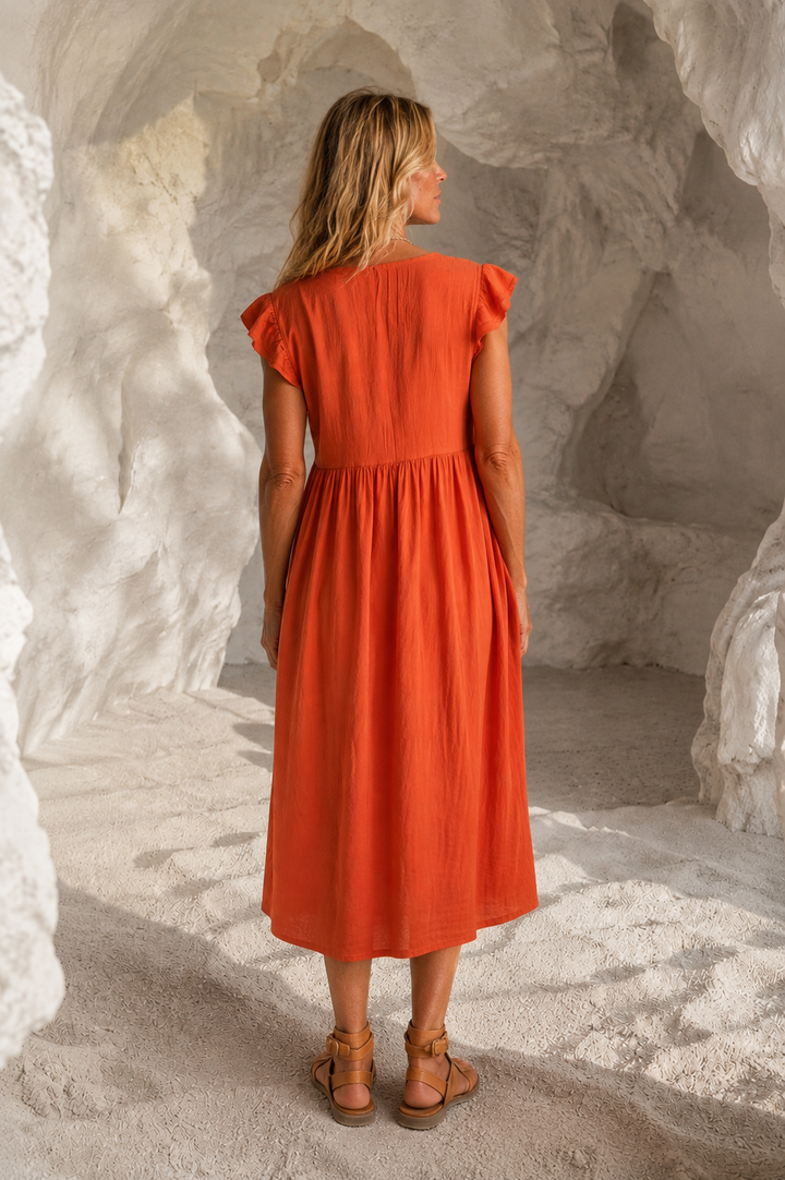 Mischa Lace Trim Dress Rust