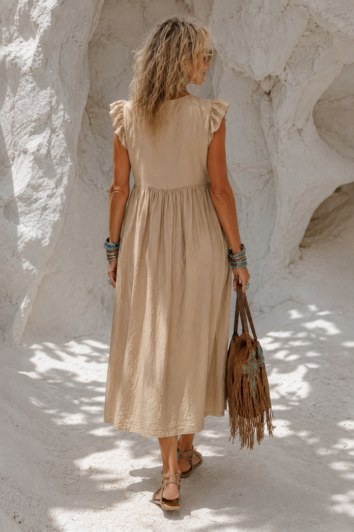 Mischa Lace Trim Dress Camel